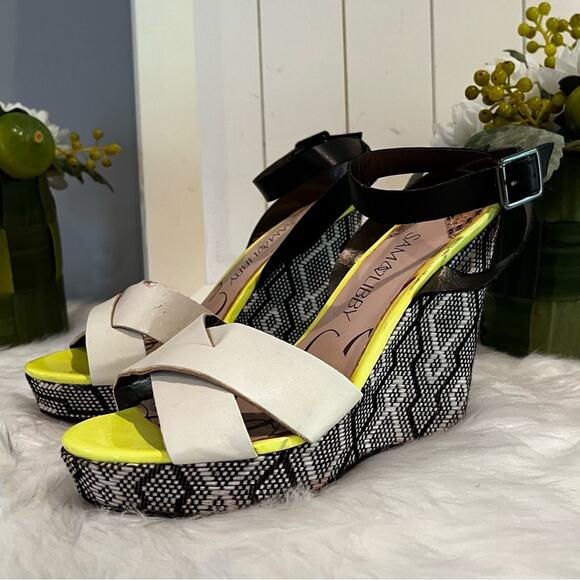 NEW Sam & Libby Boho Tribal Platform Wedge Ankle Wrap Sandals Sz 5.5 NWOT - Picture 7 of 15